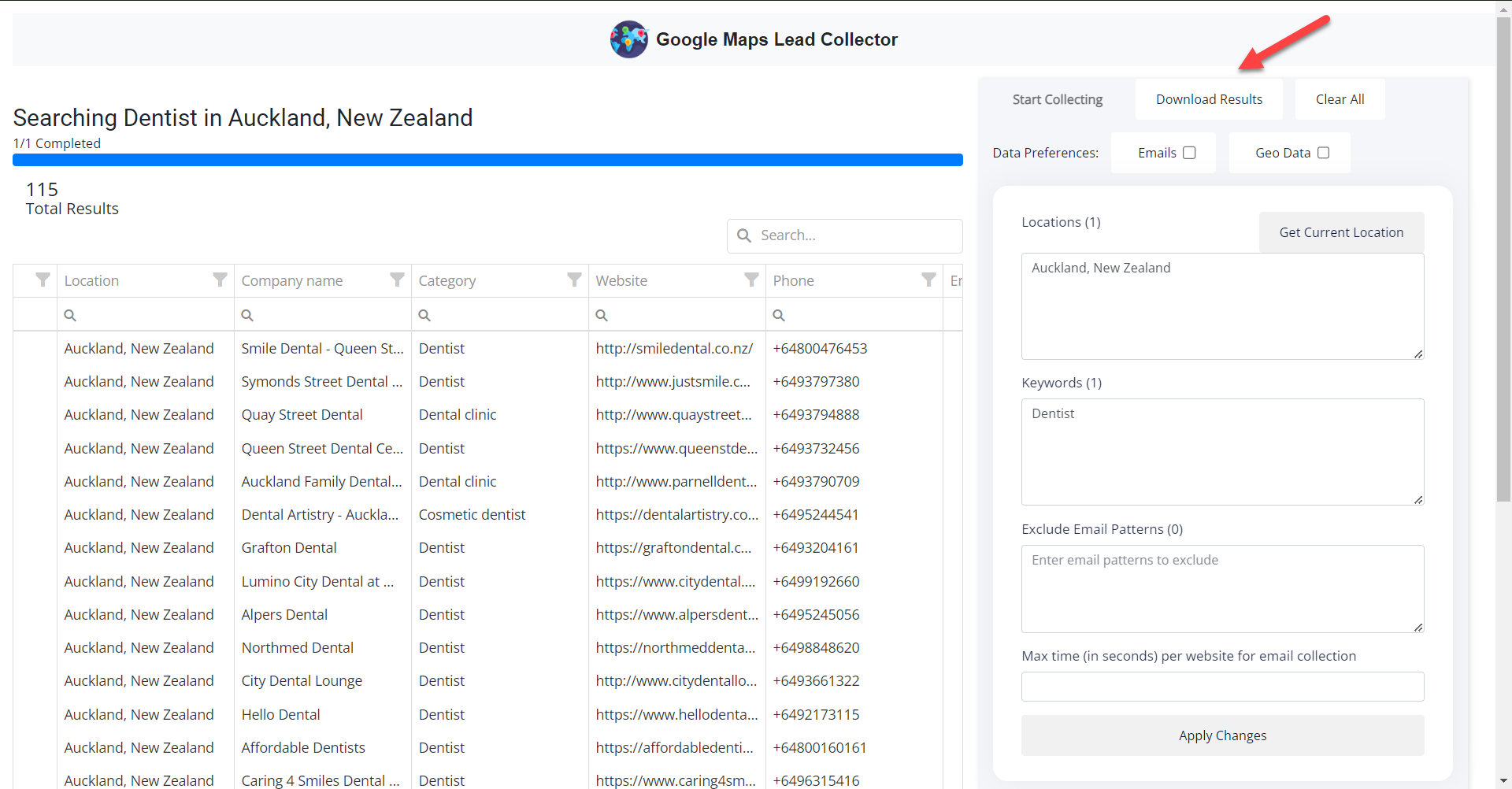 Google Maps Example Result
