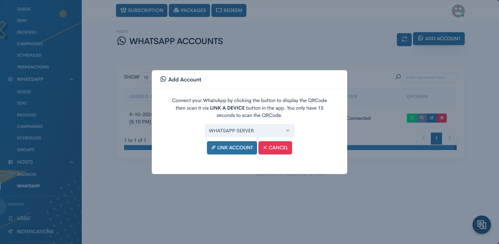 Kết nối tài khoản WhatsApp